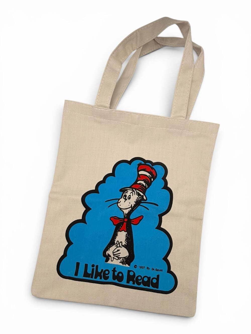 Vintage Dr. Seuss The Cat in the Hat 'I Like to Read' Canvas Tote Bag